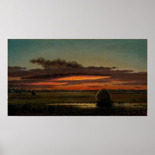 Heade - Zonsondergang Over De Moerassen 1890 Poster