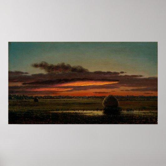Heade - Zonsondergang Over De Moerassen 1890 Poster (Voorkant)