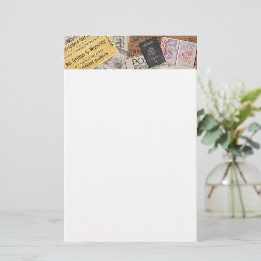 header van het reispaspoort briefpapier (Staand voorkant)