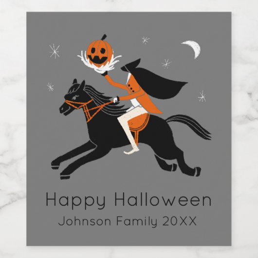 Headless Horseman aangepast Wijn Etiket (Enkel label)