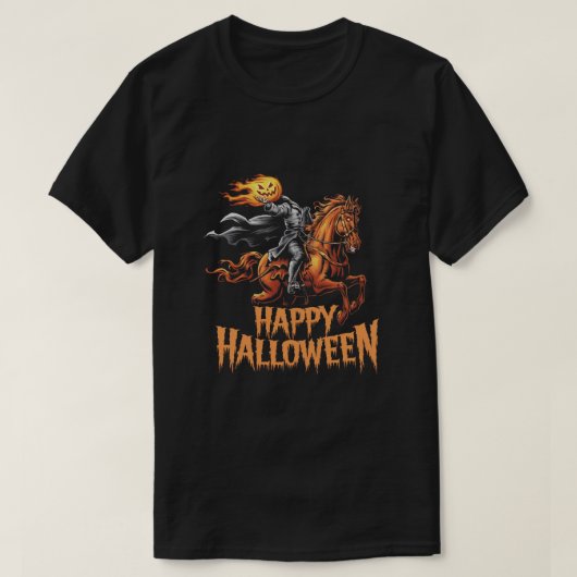 Headless Horseman: Gelukkig Halloween T-shirt (Design voorkant)
