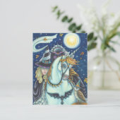 HEADLESS HORSEMAN GOTHIC WITCH, UNICORN & OWL Blan Feestdagenkaart (Staand voorkant)