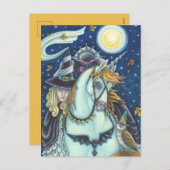 HEADLESS HORSEMAN GOTHIC WITCH, UNICORN & OWL Blan Feestdagenkaart (Voorkant / Achterkant)
