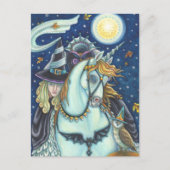 HEADLESS HORSEMAN GOTHIC WITCH, UNICORN & OWL Blan Feestdagenkaart (Voorkant)