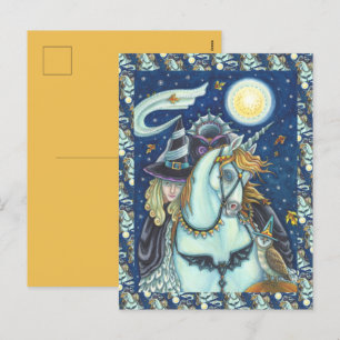 HEADLESS HORSEMAN GOTHIC WITCH, UNICORN & OWL Blan Feestdagenkaart