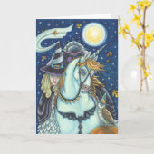 HEADLESS HORSEMAN GOTHIC WITCH, UNICORN & OWL Blan Kaart (Gele Bloem)