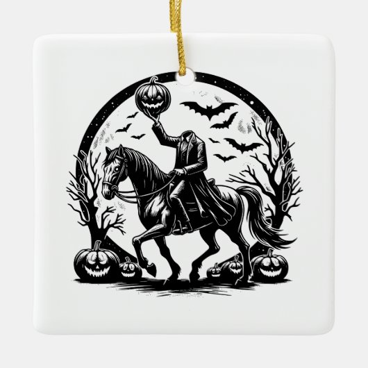 Headless Horseman Halloween Circle Design Keramisch Ornament (Voorkant)