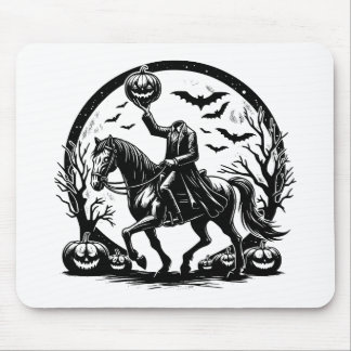 Headless Horseman Halloween Circle Design Muismat