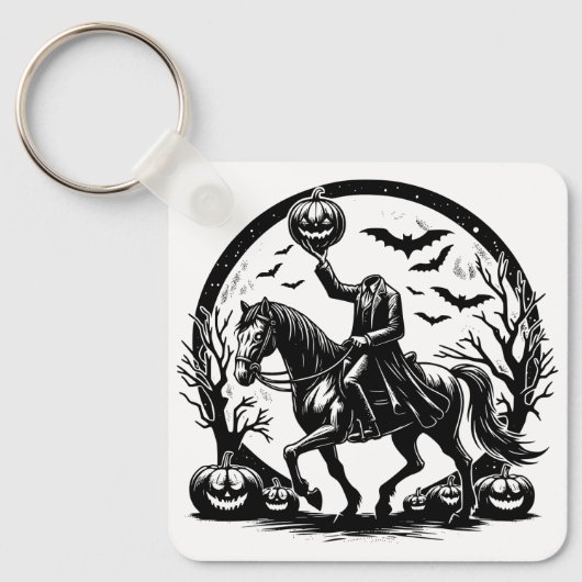 Headless Horseman Halloween Circle Design Sleutelhanger (Voorkant)