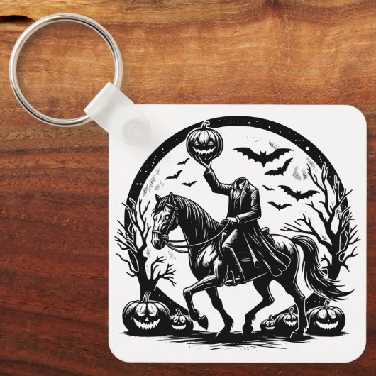 Headless Horseman Halloween Circle Design Sleutelhanger (Voorkant)