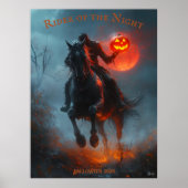Headless Horseman Halloween met gloeiende pompoen Poster (Voorkant)