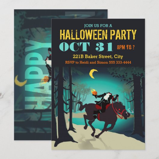 Headless Horseman Halloween Party Uitnodigingen (Voorkant / Achterkant)