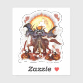 Headless Horseman Happy Halloween Pumpkin Sticker (Vel)