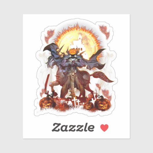 Headless Horseman Happy Halloween Pumpkin Sticker (Vel)