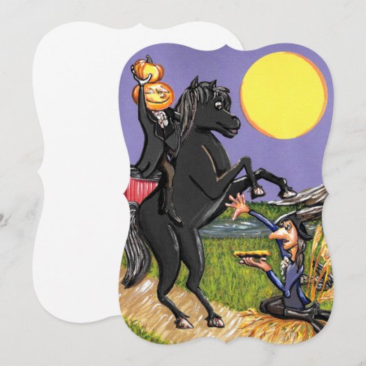 Headless Horseman Ichabod Crane Invitation Bracket Kaart (Voorkant / Achterkant)