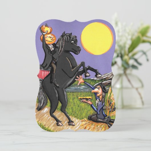 Headless Horseman Ichabod Crane Invitation Bracket Kaart (Staand voorkant)