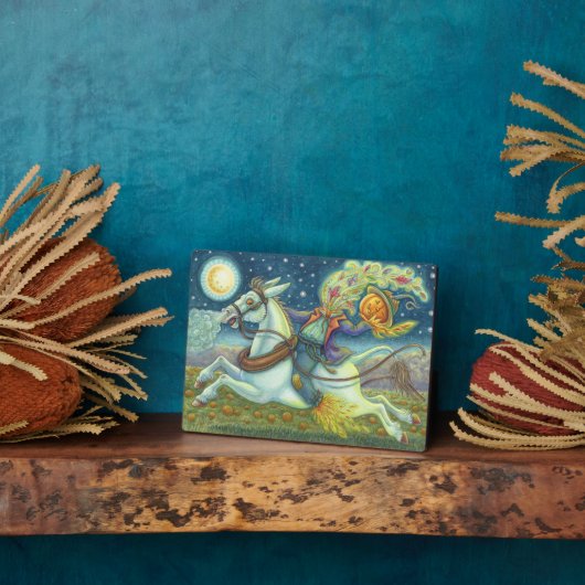 HEADLESS HORSEMAN SCARECROW & WITTE MUL Halloween Fotoplaat (Zijkant)