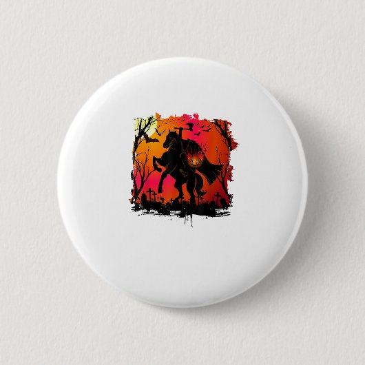 Headless Horseman Shirt Urban Legend Halloween Pum Ronde Button 5,7 Cm (Voorkant)