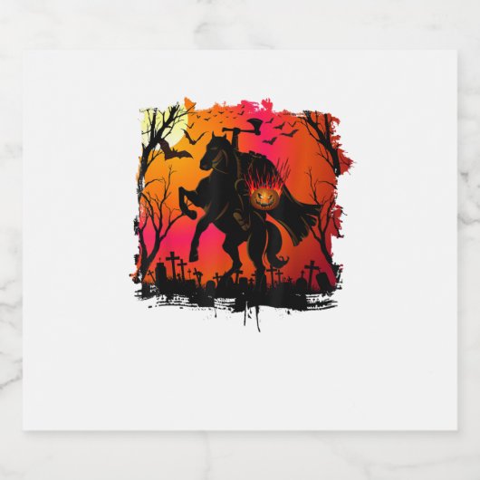 Headless Horseman Shirt Urban Legend Halloween Pum Sparkling Wijnetiket (Enkel label)