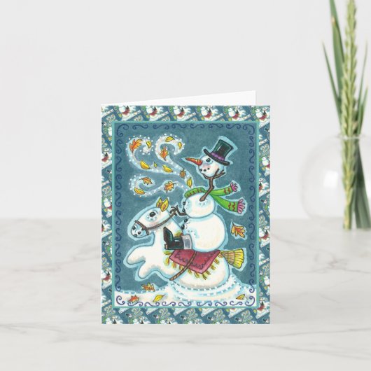 HEADLESS HORSEMAN SNOWMAN, XMAS / HALLOWEEN Blank Feestdagen Kaart (Voorkant)