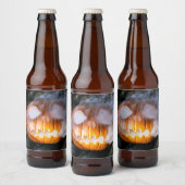 Headless Horseman's Jack-o-Lantern Head a Flame Bier Etiket (Flessen)