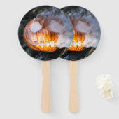 Headless Horseman's Jack-o-Lantern Head a Flame Handwaaier (Voorkant en achterkant)