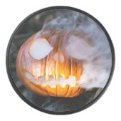 Headless Horseman's Jack-o-Lantern Head a Flame Hockey Puck (Voorkant)