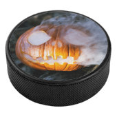 Headless Horseman's Jack-o-Lantern Head a Flame Hockey Puck (3/4)