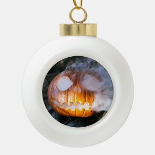 Headless Horseman's Jack-o-Lantern Head a Flame Keramische Bal Ornament