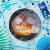 Headless Horseman's Jack-o-Lantern Head a Flame Papieren Bordje (Feest)