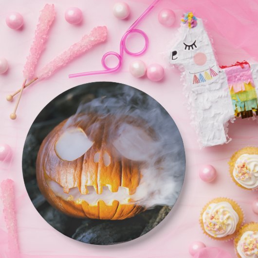 Headless Horseman's Jack-o-Lantern Head a Flame Papieren Bordje (Feest)