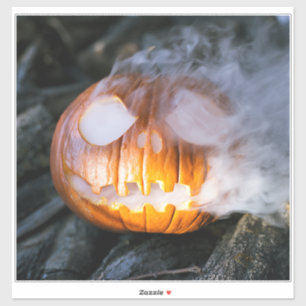 Headless Horseman's Jack-o-Lantern Head a Flame Sticker