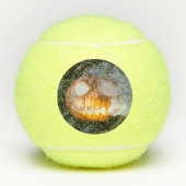 Headless Horseman's Jack-o-Lantern Head a Flame Tennisballen (Voorkant)
