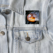 Headless Horseman's Jack-o-Lantern Head a Flame Vierkante Button 5,1 Cm (In situ)