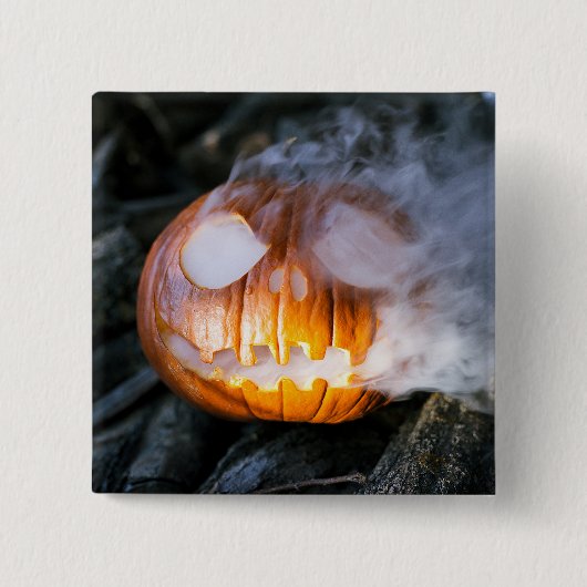 Headless Horseman's Jack-o-Lantern Head a Flame Vierkante Button 5,1 Cm (Voorkant)