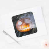 Headless Horseman's Jack-o-Lantern Head a Flame Vierkante Sticker (Envelop)