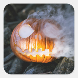 Headless Horseman's Jack-o-Lantern Head a Flame Vierkante Sticker