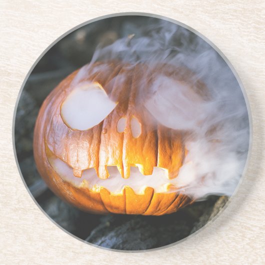 Headless Horseman's Jack-o-Lantern Head a Flame Zandsteen Onderzetter (Voorkant)