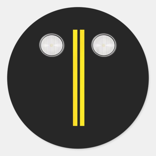Headlights With Road Markings Funny Halloween Cost Ronde Sticker (Voorkant)