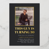 Headline 30th Birthday Party Photo Folie Uitnodiging (Voorkant)