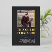 Headline 30th Birthday Party Photo Folie Uitnodiging (Staand Voorkant)