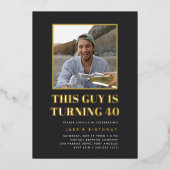 Headline 40th Birthday Party Photo Folie Uitnodiging (Voorkant)