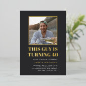 Headline 40th Birthday Party Photo Folie Uitnodiging (Staand Voorkant)