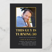 Headline 50th Birthday Party Photo Folie Uitnodiging (Voorkant)