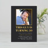 Headline 50th Birthday Party Photo Folie Uitnodiging (Staand Voorkant)