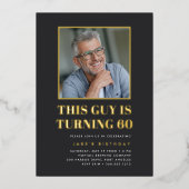 Headline 60th Birthday Party Photo Folie Uitnodiging (Voorkant)