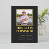 Headline 70th Birthday Party Photo Folie Uitnodiging (Staand Voorkant)