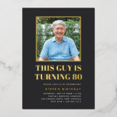 Headline 80th Birthday Party Photo Folie Uitnodiging (Voorkant)