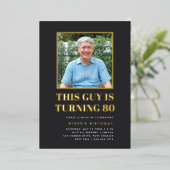 Headline 80th Birthday Party Photo Folie Uitnodiging (Staand Voorkant)
