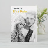 Headline | Moderne verticale foto slaat de datum o Folie Uitnodiging (Staand Voorkant)